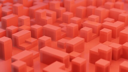 3d rendering of  abstract red cubes background