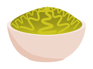 Wasabi sauce dip bowl isolated on white background