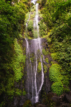 Waterfall In The Colombian Forest Jungle 