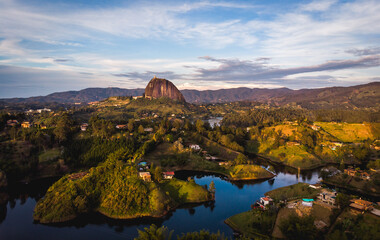 Rock view mountain with clouds piedra del peñol antioquia colombia