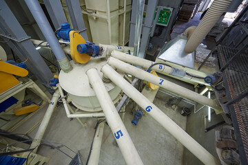 Equipment for mixing ingredients in an animal feed plant