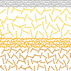 Shapes vector seamless pattern. Simple geometric repeat in pastel colors. Rows of elements on white background.