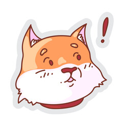 Dog thinking. Cute smart dog having mind idea or problem solution isolated on white background. Vector doggy message sticker illustration