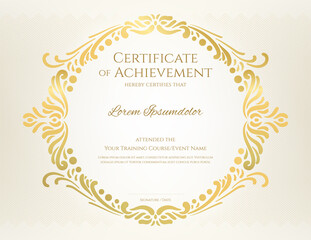 Luxury certificate template with elegant border frame, Diploma design for graduation or completion