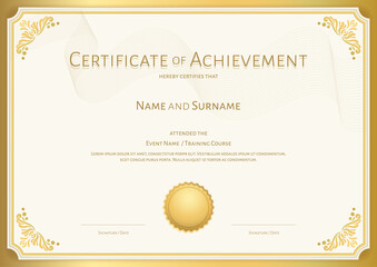Luxury certificate template with elegant border frame, Diploma design for graduation or completion
