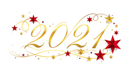 Fototapeta na wymiar 2021 Happy New Year lettering banner design with ornament for new year celebration
