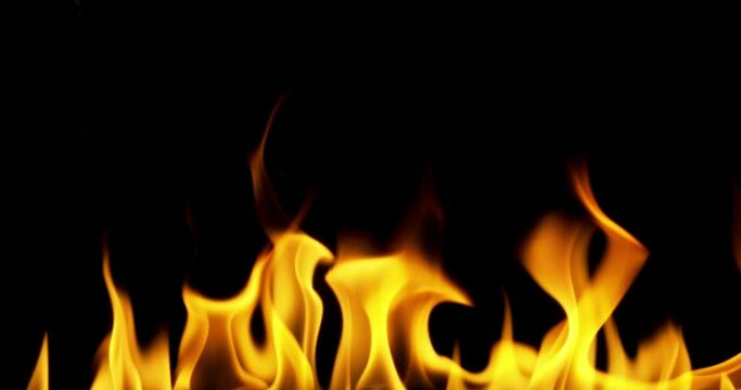 Real fire Stock Footage In Black Background