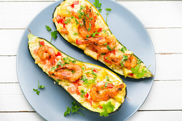 Oven baked zucchini with shrimp