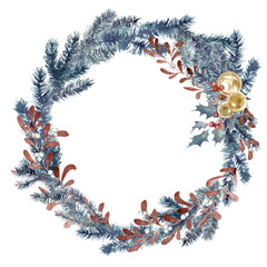 New Year's round wreath of Christmas tree branches
