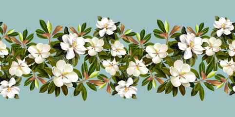 Panele Szklane  Sprawozdanie z białych kwiatów magnolii. Druk do malowania wnętrz.
