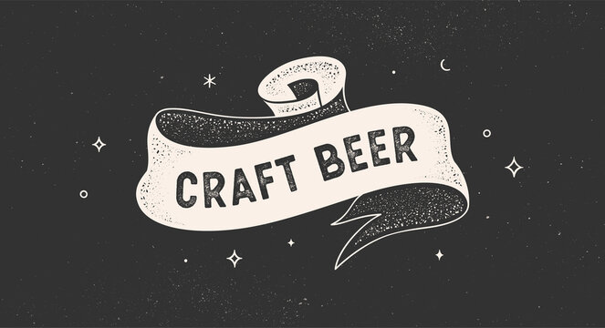 Craft Beer. Vintage ribbon with text but first coffee. Black white vintage banner with ribbon, graphic design. Text but first coffee for cafe, bar, restaurant, food menu. Vector Illustration