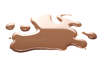 Chocolate milk spilled puddle isolated on white background