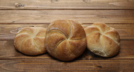 Kaiser rolls bread isolated on white background
