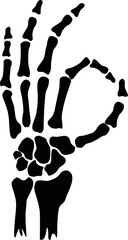 Hand Skeleton making Ok Sign Vector Illustration