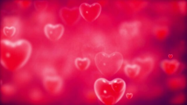Animation Of Hearts Floating And Popping On Red Background. - graphics