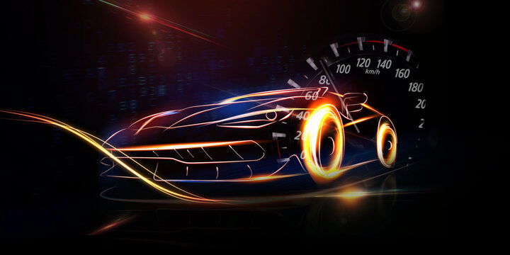 Cool car technology background image, illustration background, illustration rendering