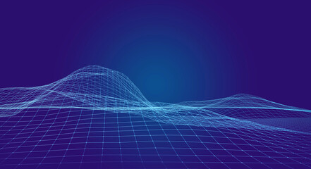 Creative blue technology line background picture, illustration background, illustration rendering