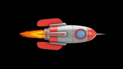 3D Rendering Rocket Space Ship isolated on black background