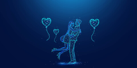 Creative Valentine's Day couple hug background image, illustration background, illustration rendering