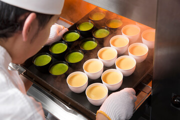 スチームオーブンでのプリン作り