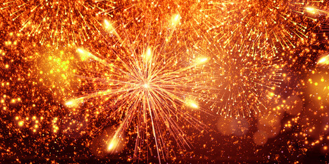 Festive firework scene background image, illustration background, illustration rendering