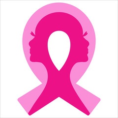 Breast Cancer Awareness pink ribbon isolated on white background. Vector illustration.