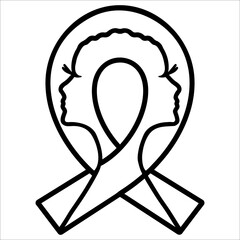 Breast Cancer Awareness ribbon silhouette isolated on white background. Vector illustration.