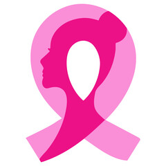 Breast Cancer Awareness pink ribbon isolated on white background. Vector illustration.
