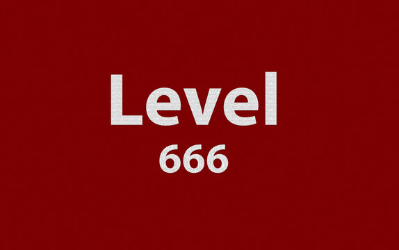 Level 666. Simply white letters on a red background.