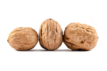 Walnuts on a white background