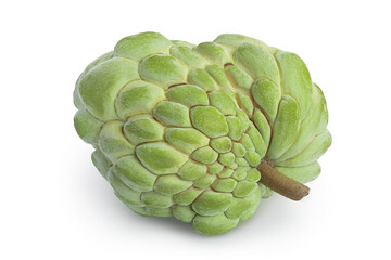 Sugar apple or custard apple isolated on white background with clipping path and full depth of field. Exotic tropical Thai annona or cherimoya fruit