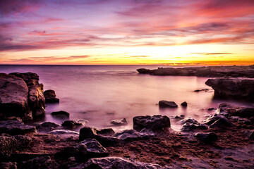 Naklejka premium Carabassi beach, in Alicante, Spain, at sunrise