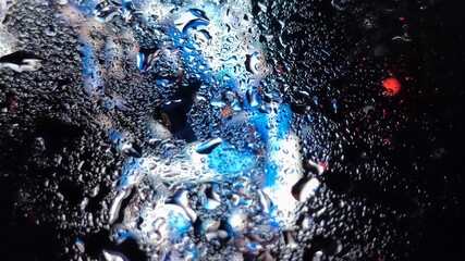 beautiful view from water sprayed glass surface