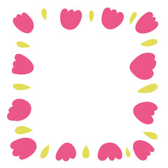 Hand drawn colorful Pink Flowers border frame for your concept logo design or social media banner.