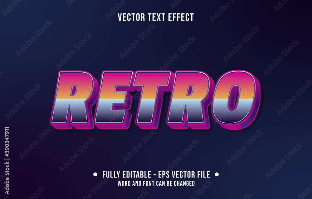 Wall mural editable text effect - retro red and orange color gradient style