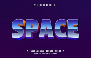Editable text effect - Space blue and orange color gradient style	