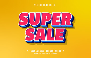 Editable text effect - Super Sale red and blue color modern style	