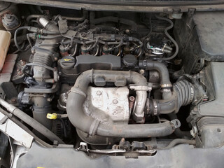 turbodiesel under the hood of the car