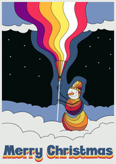 Christmas Greeting Card Snowman, Psychedelic Art Style Illustration  © koyash07