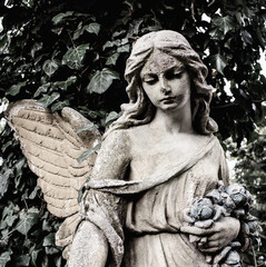 Woman angel with a look of mercy. Good and evil	
