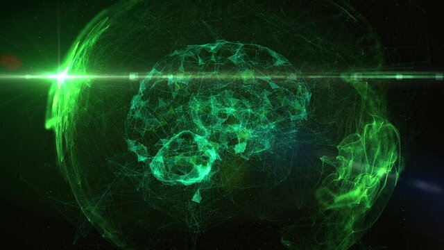 Artificial brain, AI thinking process visualization, neuronet, technology. Artificial intelligence, neuronets