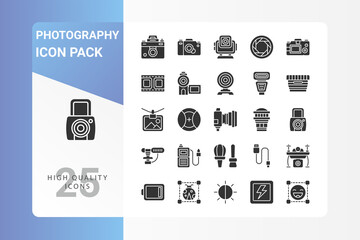 Photography icon pack for your web site design, logo, app, UI. Vector graphics illustration and editable stroke. EPS 10.