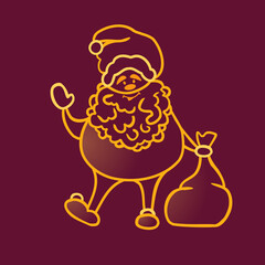 golden santa claus vector illustration, christmas, outline style