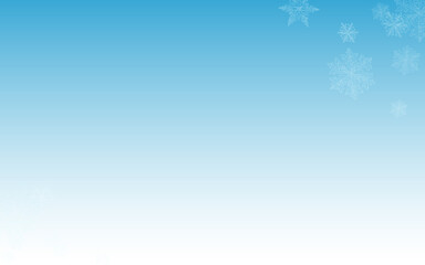 Fototapeta na wymiar White Snowfall Vector Blue Background. Sky 