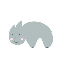 Rhinoceros rhino animal smile logo icon sign emblem symbol Cartoon cute funny design Modern children's style Fashion print clothes apparel greeting invitation card banner poster shop badge cover book