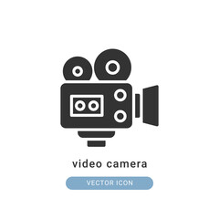 video camera icon vector illustration. video camera icon glyph design.
