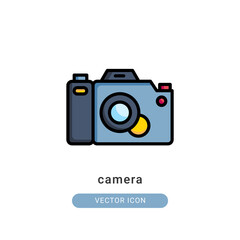 camera icon vector illustration. camera icon lineal color design.