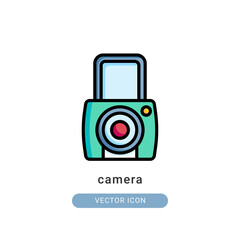 camera icon vector illustration. camera icon lineal color design.