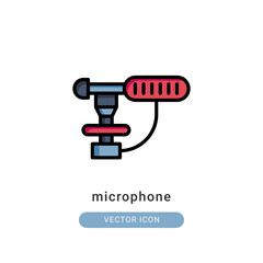 microphone icon vector illustration. microphone icon lineal color design.