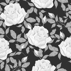 Vintage flowers and leaves. A bouquet of roses. Seamless patterns. Isolated vector illustrations.